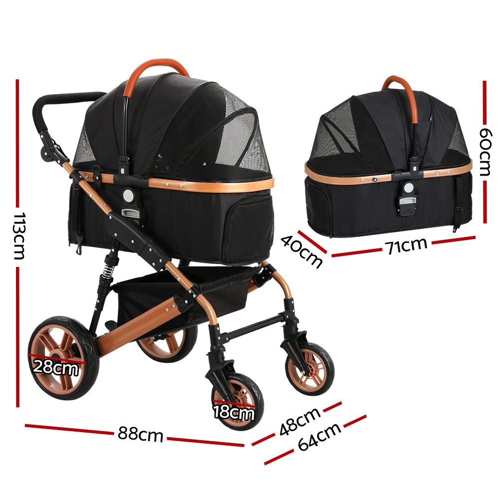 Pet Stroller Dog Pram Large Cat Carrier Travel Foldable Pushchair 4 Wheels - Pet Care > Cat Supplies > Cat Carriers & Crates - Rivercity House & Home Co. (ABN 18 642 972 209) - Affordable Modern Furniture Australia