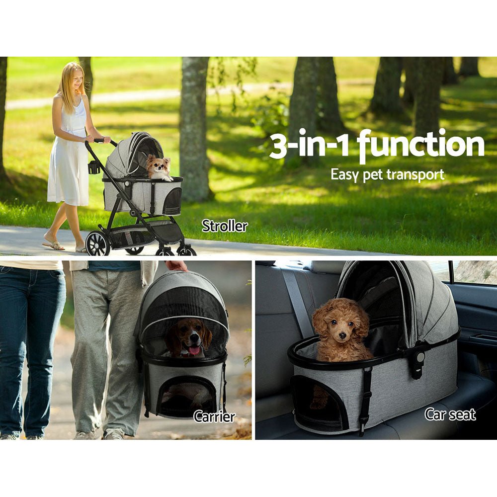 Pet Stroller Dog Pram Large Cat Carrier Travel Pushchair 4 Wheels Foldable - Pet Care > Cat Supplies > Cat Carriers & Crates - Rivercity House & Home Co. (ABN 18 642 972 209) - Affordable Modern Furniture Australia