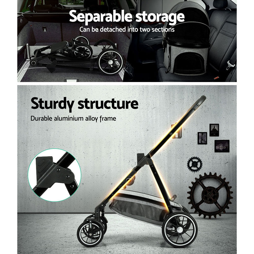 Pet Stroller Dog Pram Large Cat Carrier Travel Pushchair 4 Wheels Foldable - Pet Care > Cat Supplies > Cat Carriers & Crates - Rivercity House & Home Co. (ABN 18 642 972 209) - Affordable Modern Furniture Australia