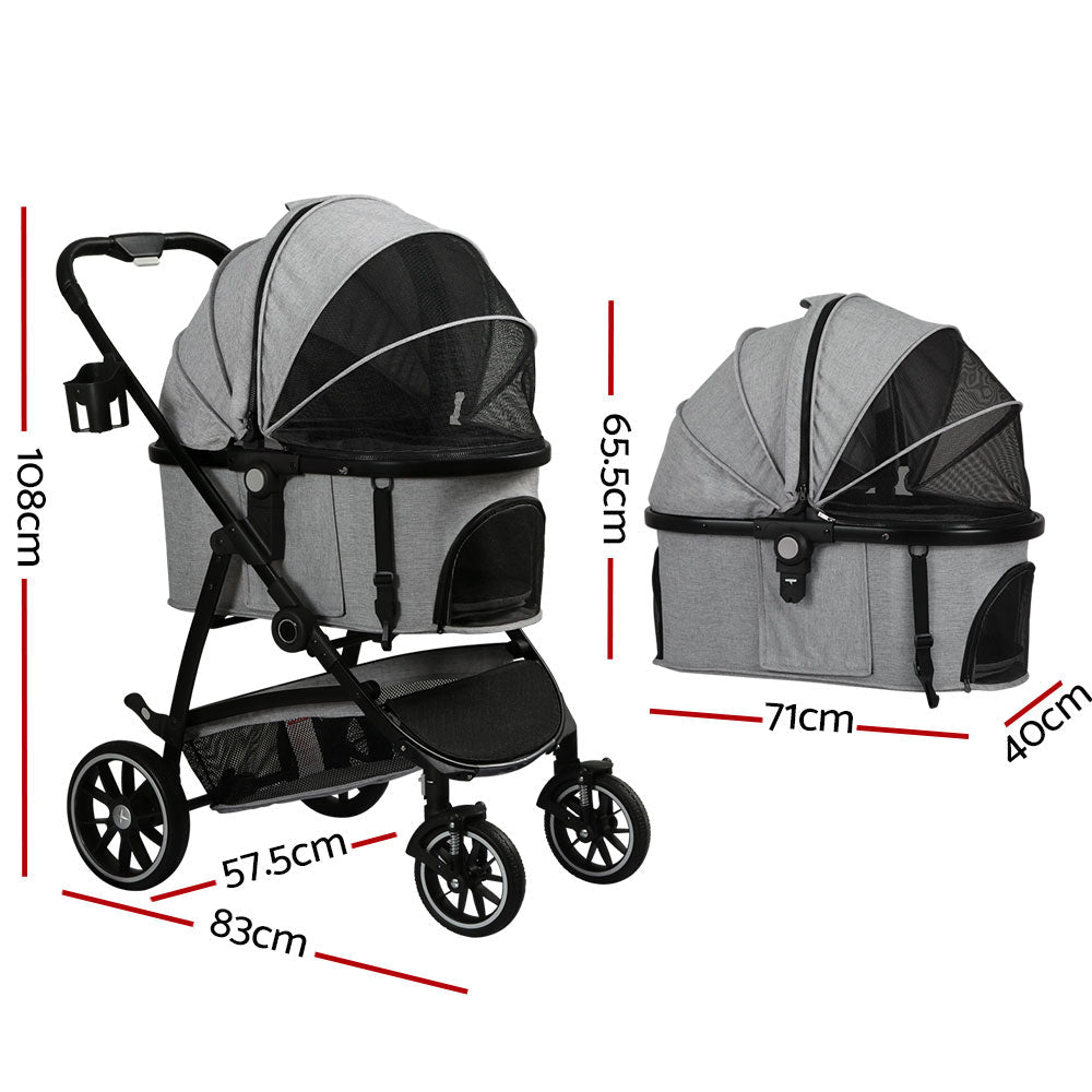 Pet Stroller Dog Pram Large Cat Carrier Travel Pushchair 4 Wheels Foldable - Pet Care > Cat Supplies > Cat Carriers & Crates - Rivercity House & Home Co. (ABN 18 642 972 209) - Affordable Modern Furniture Australia