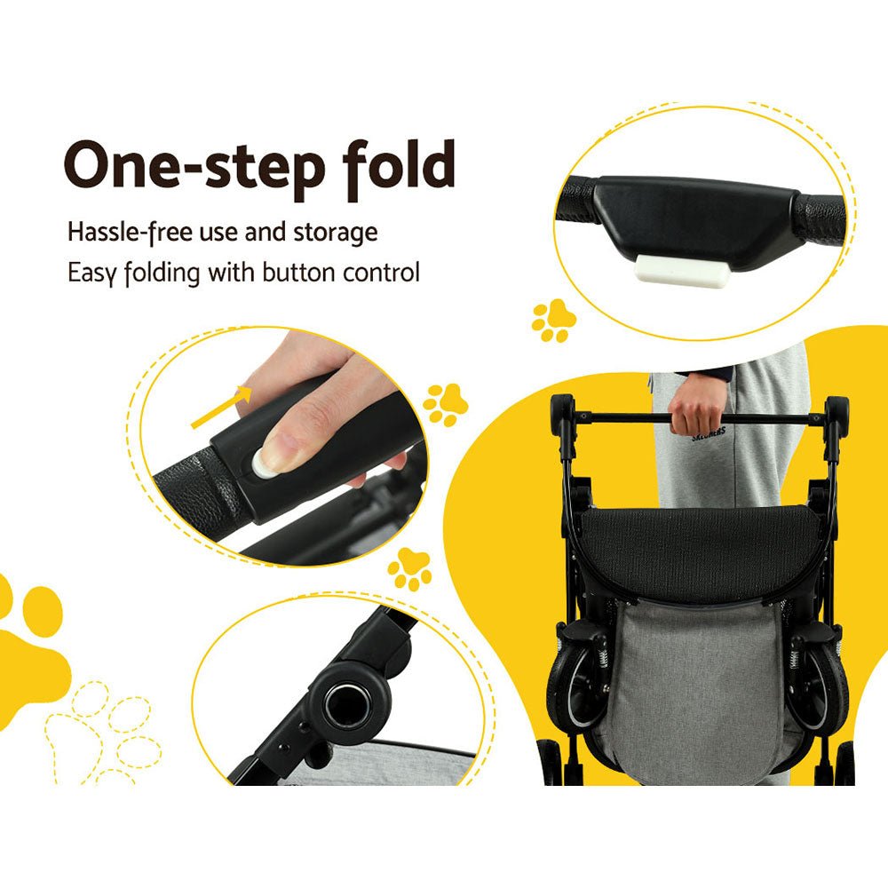 Pet Stroller Dog Pram Large Cat Carrier Travel Pushchair 4 Wheels Foldable - Pet Care > Cat Supplies > Cat Carriers & Crates - Rivercity House & Home Co. (ABN 18 642 972 209) - Affordable Modern Furniture Australia