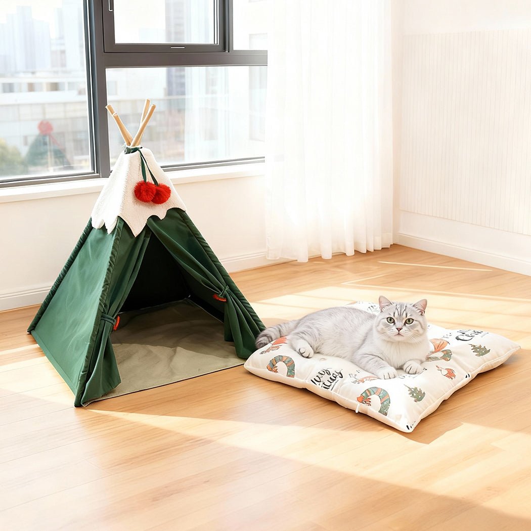 Pet Tent Bed for Dogs and Cats with Washable Cushion - Green - Rivercity House & Home Co. (ABN 18 642 972 209) - Affordable Modern Furniture Australia