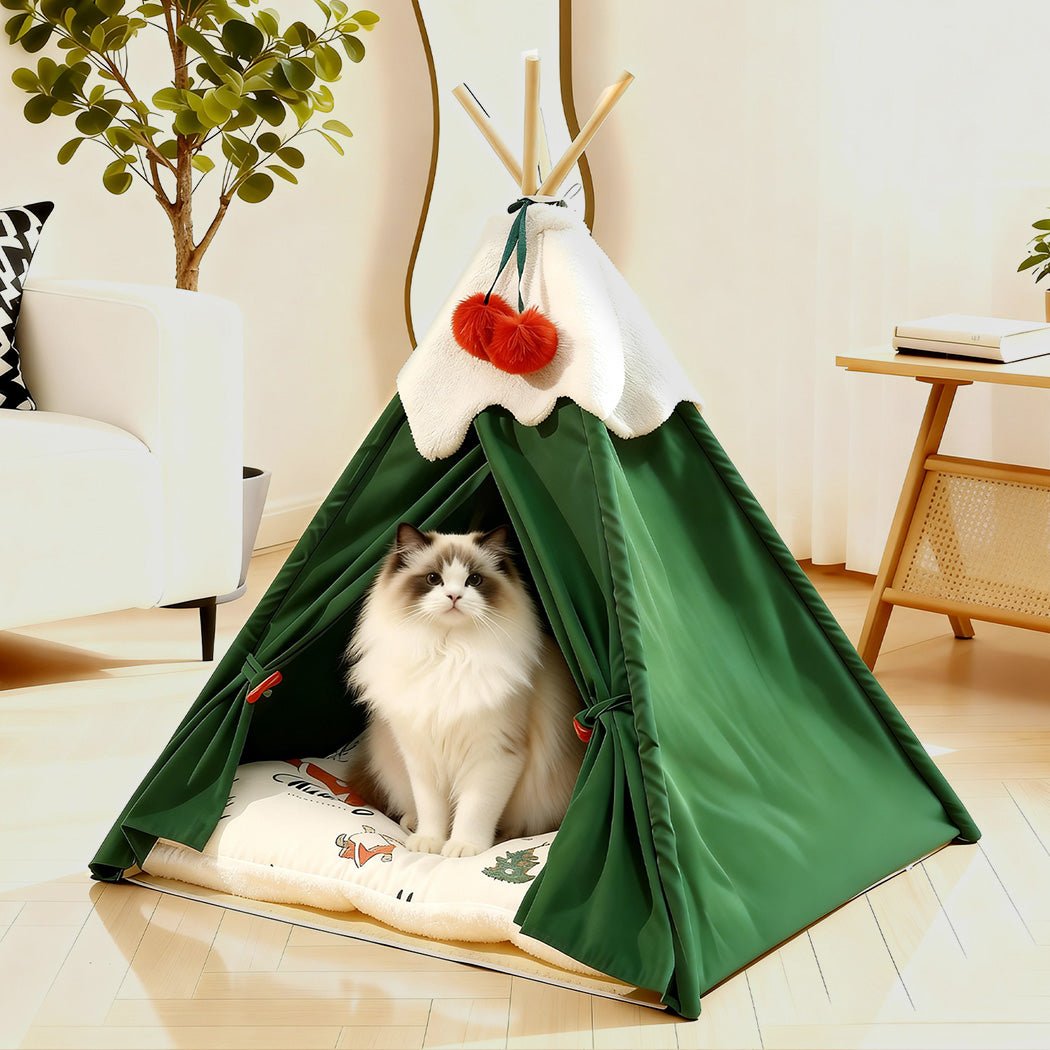 Pet Tent Bed for Dogs and Cats with Washable Cushion - Green - Rivercity House & Home Co. (ABN 18 642 972 209) - Affordable Modern Furniture Australia