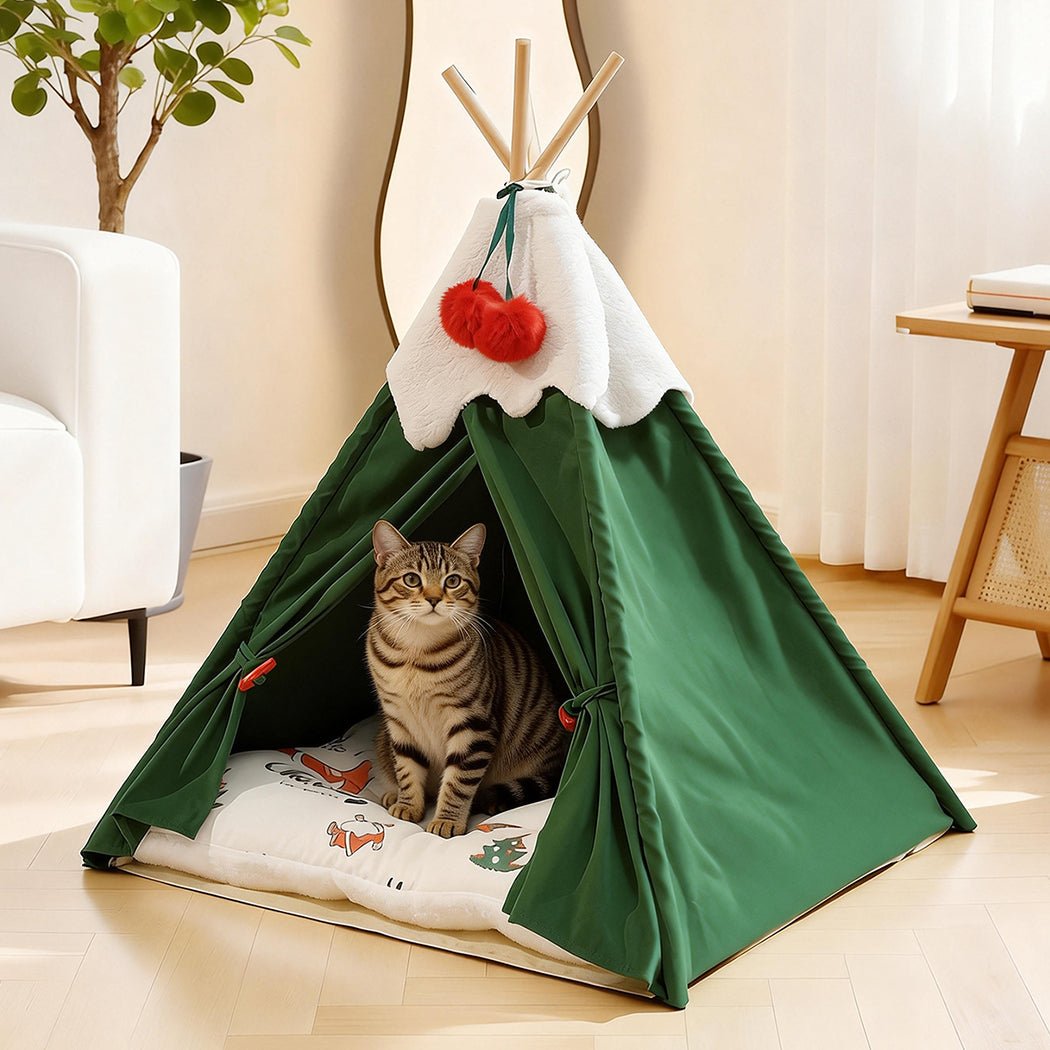 Pet Tent Bed for Small Dogs and Cats with Washable Cushion - Green - Rivercity House & Home Co. (ABN 18 642 972 209) - Affordable Modern Furniture Australia