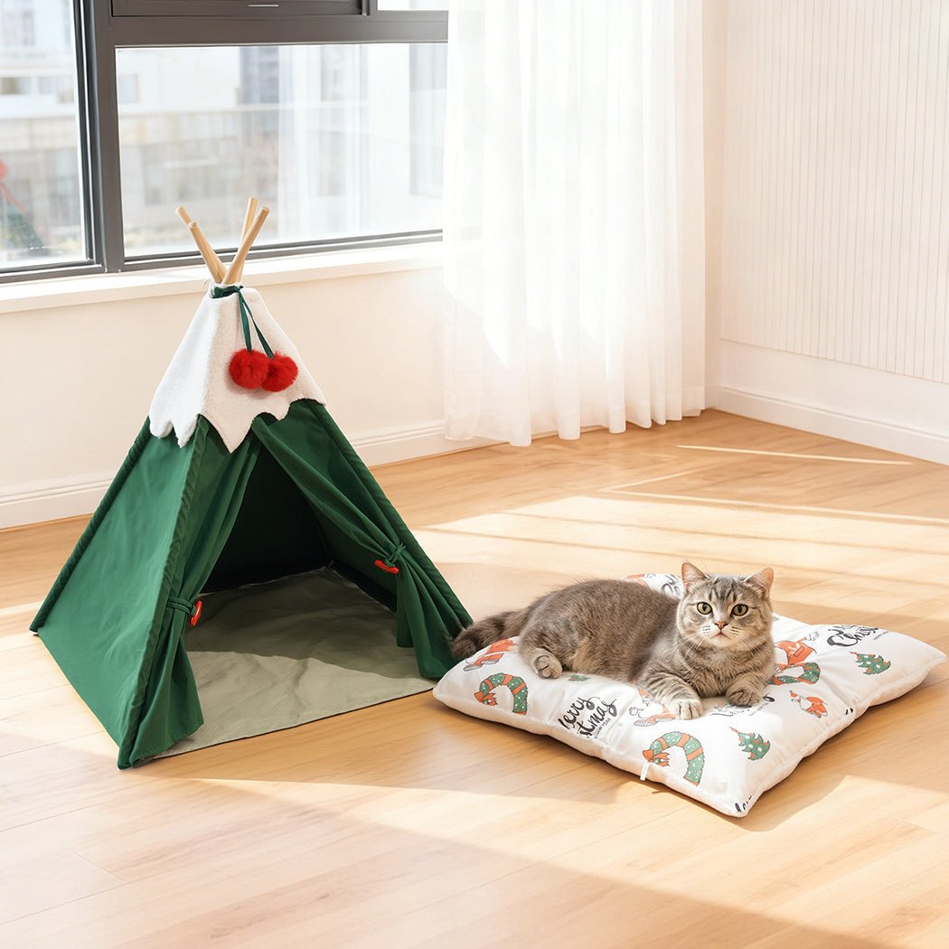 Pet Tent Bed for Small Dogs and Cats with Washable Cushion - Green - Rivercity House & Home Co. (ABN 18 642 972 209) - Affordable Modern Furniture Australia