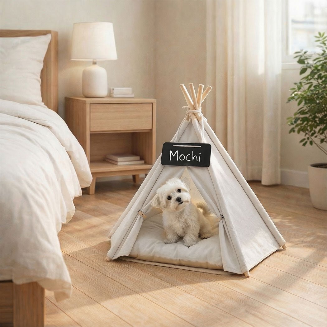 Pet Tent Dog Bed with Washable Cushion - White - Rivercity House & Home Co. (ABN 18 642 972 209) - Affordable Modern Furniture Australia