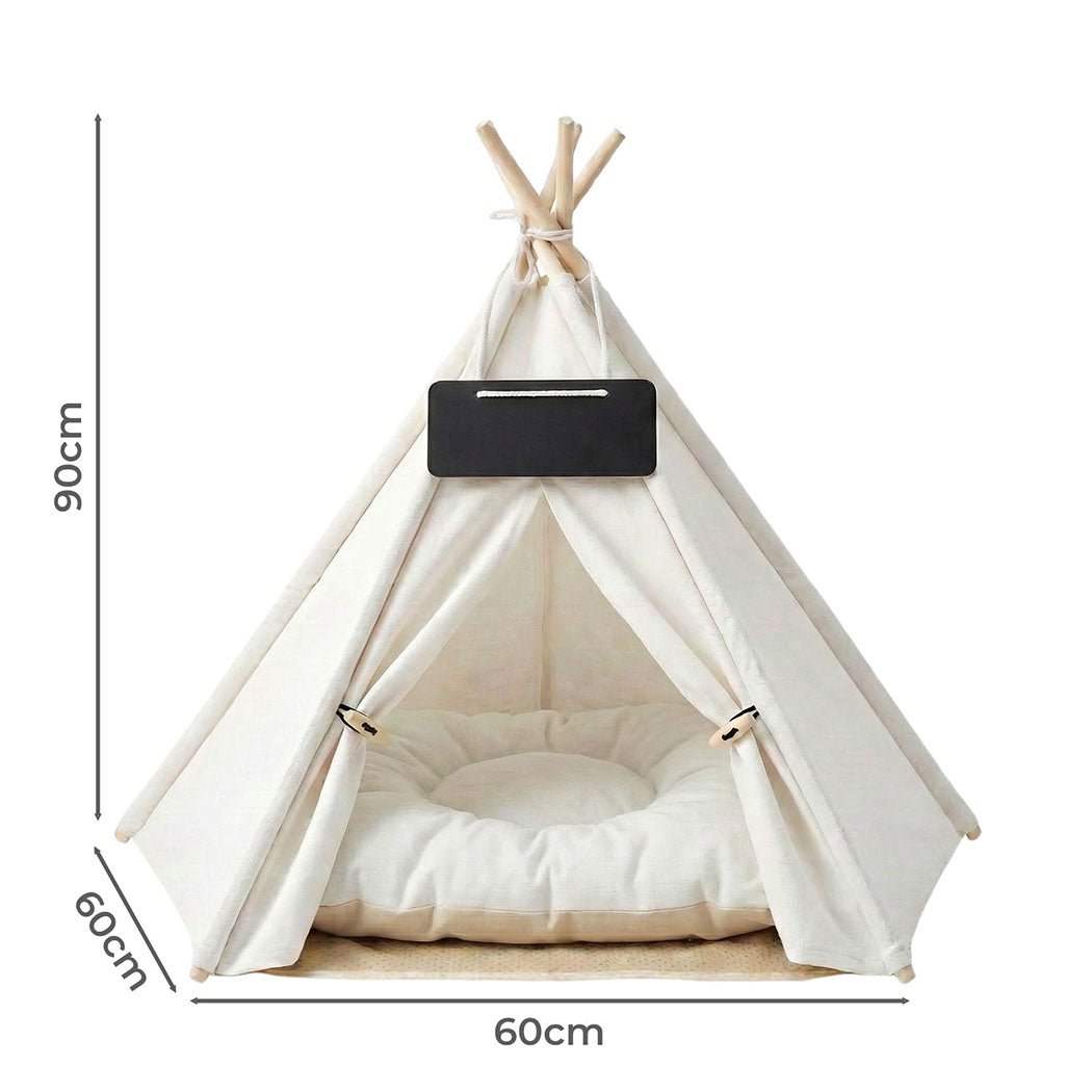Pet Tent Dog Bed with Washable Cushion - White - Rivercity House & Home Co. (ABN 18 642 972 209) - Affordable Modern Furniture Australia