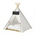 Pet Tent Dog Bed with Washable Cushion - White