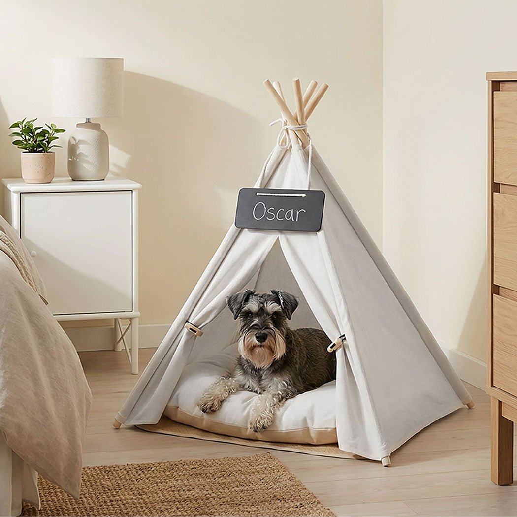 Pet Tent Dog Bed with Washable Cushion - White - Rivercity House & Home Co. (ABN 18 642 972 209) - Affordable Modern Furniture Australia
