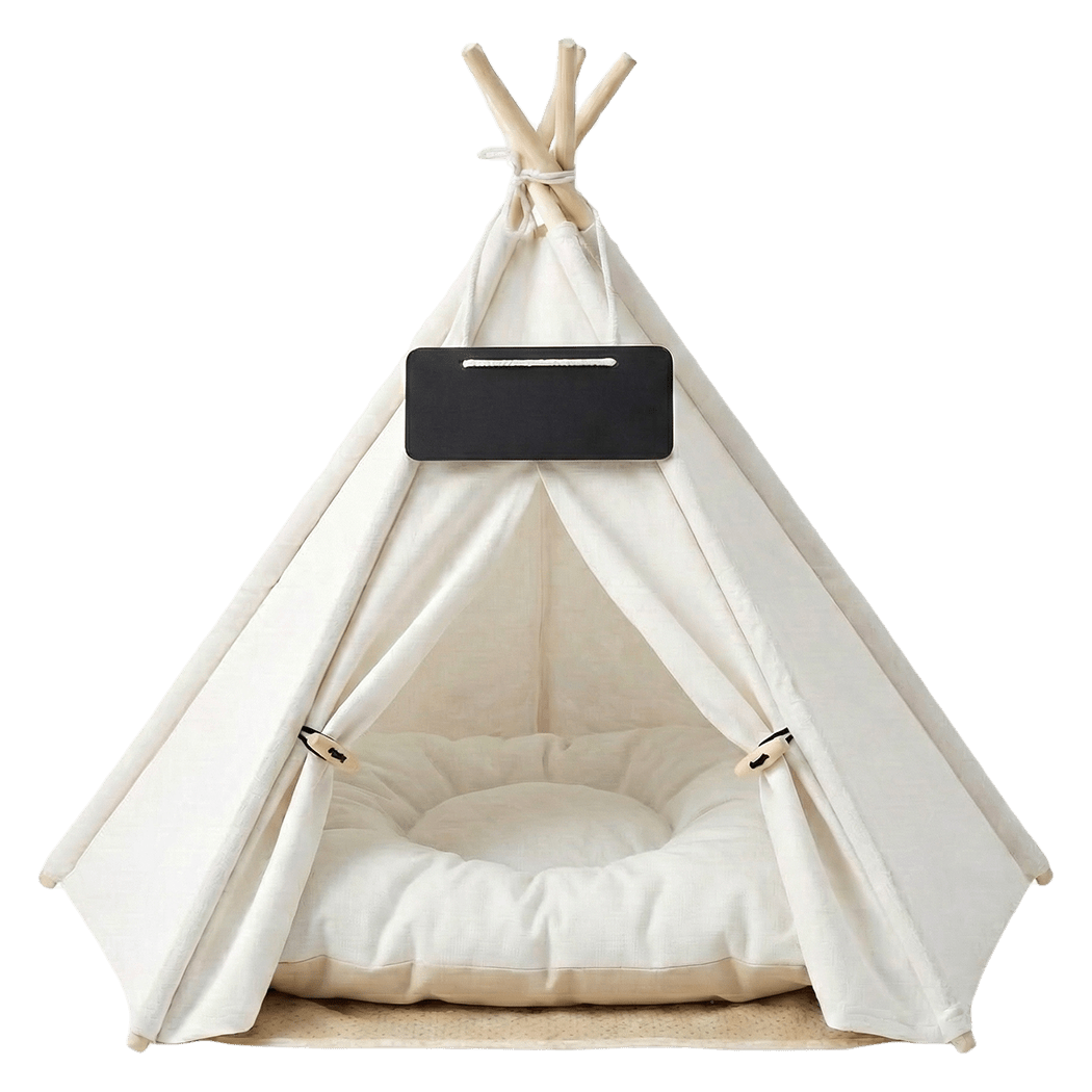 Pet Tent Dog Bed with Washable Cushion - White - Rivercity House & Home Co. (ABN 18 642 972 209) - Affordable Modern Furniture Australia