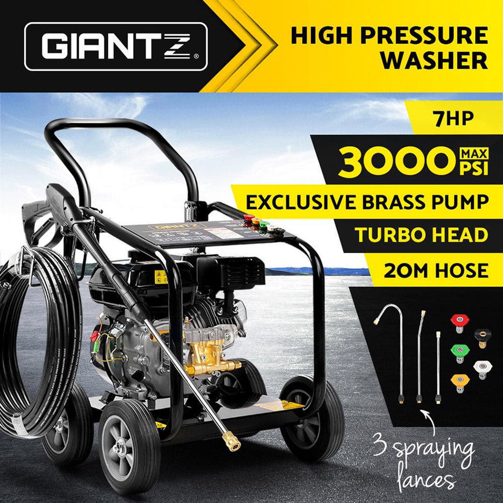 Petrol High Pressure Cleaner Washer with 20m Hose - Black - Auto Accessories > Auto Accessories Others > Automotive Cleaning - Rivercity House & Home Co. (ABN 18 642 972 209) - Affordable Modern Furniture Australia