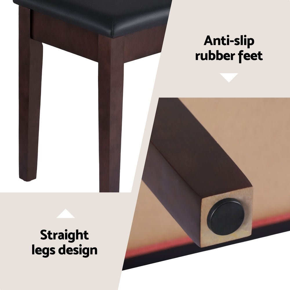 Piano Bench Stool with Storage Wooden PU Leather - Furniture > Living Room > Ottomans & Footstools - Rivercity House & Home Co. (ABN 18 642 972 209) - Affordable Modern Furniture Australia