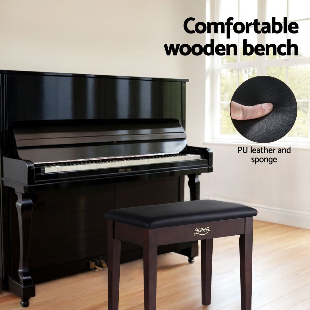 Piano Bench Stool with Storage Wooden PU Leather - Furniture > Living Room > Ottomans & Footstools - Rivercity House & Home Co. (ABN 18 642 972 209) - Affordable Modern Furniture Australia