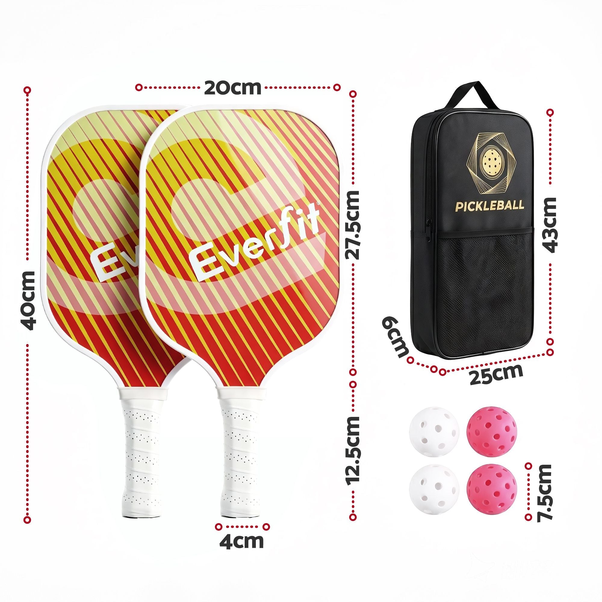 Pickleball Paddle Set Fibreglass Racquet Honeycomb Core With Bag Orange - Sports & Fitness > Racquet Sports > Pickleball - Rivercity House & Home Co. (ABN 18 642 972 209) - Affordable Modern Furniture Australia