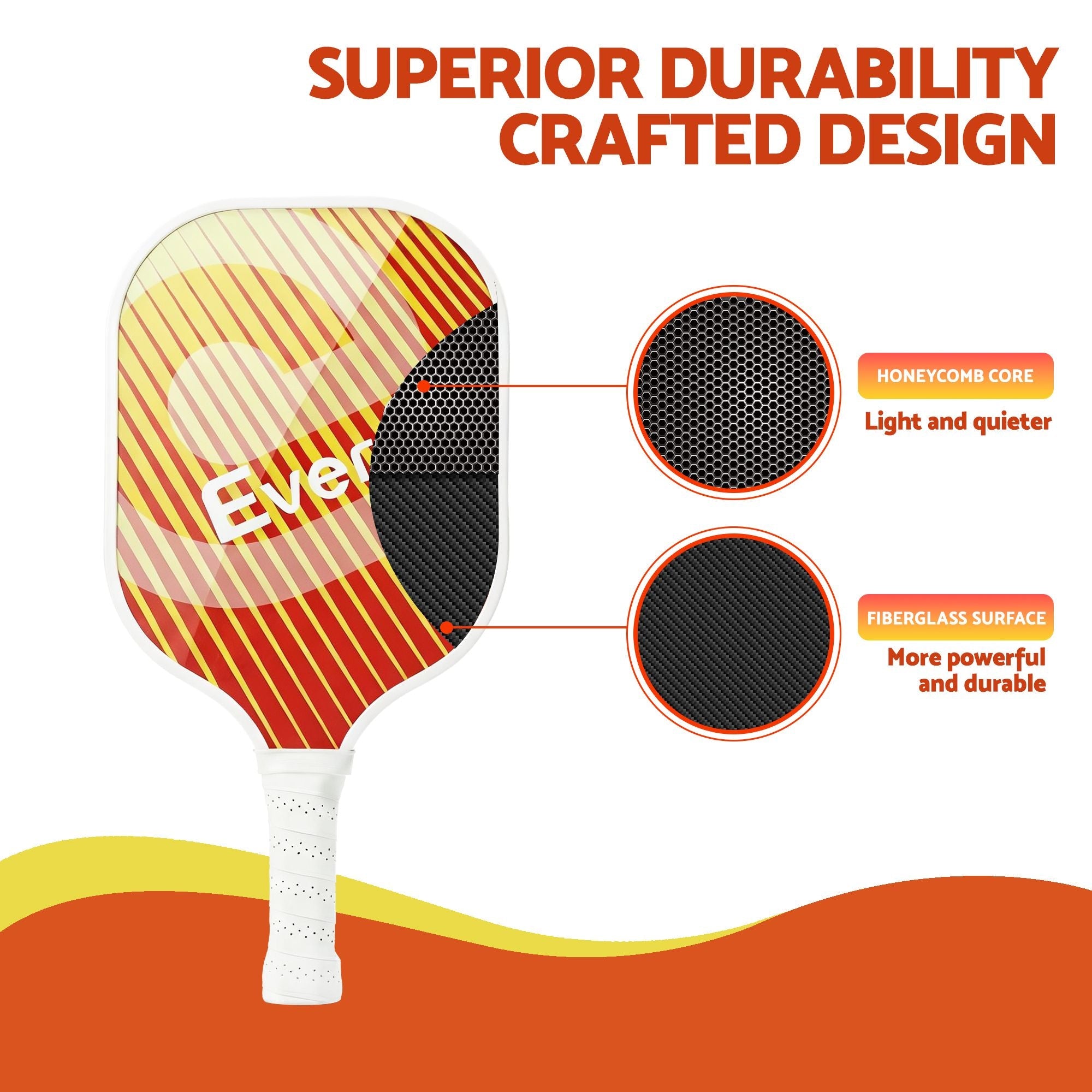 Pickleball Paddle Set Fibreglass Racquet Honeycomb Core With Bag Orange - Sports & Fitness > Racquet Sports > Pickleball - Rivercity House & Home Co. (ABN 18 642 972 209) - Affordable Modern Furniture Australia