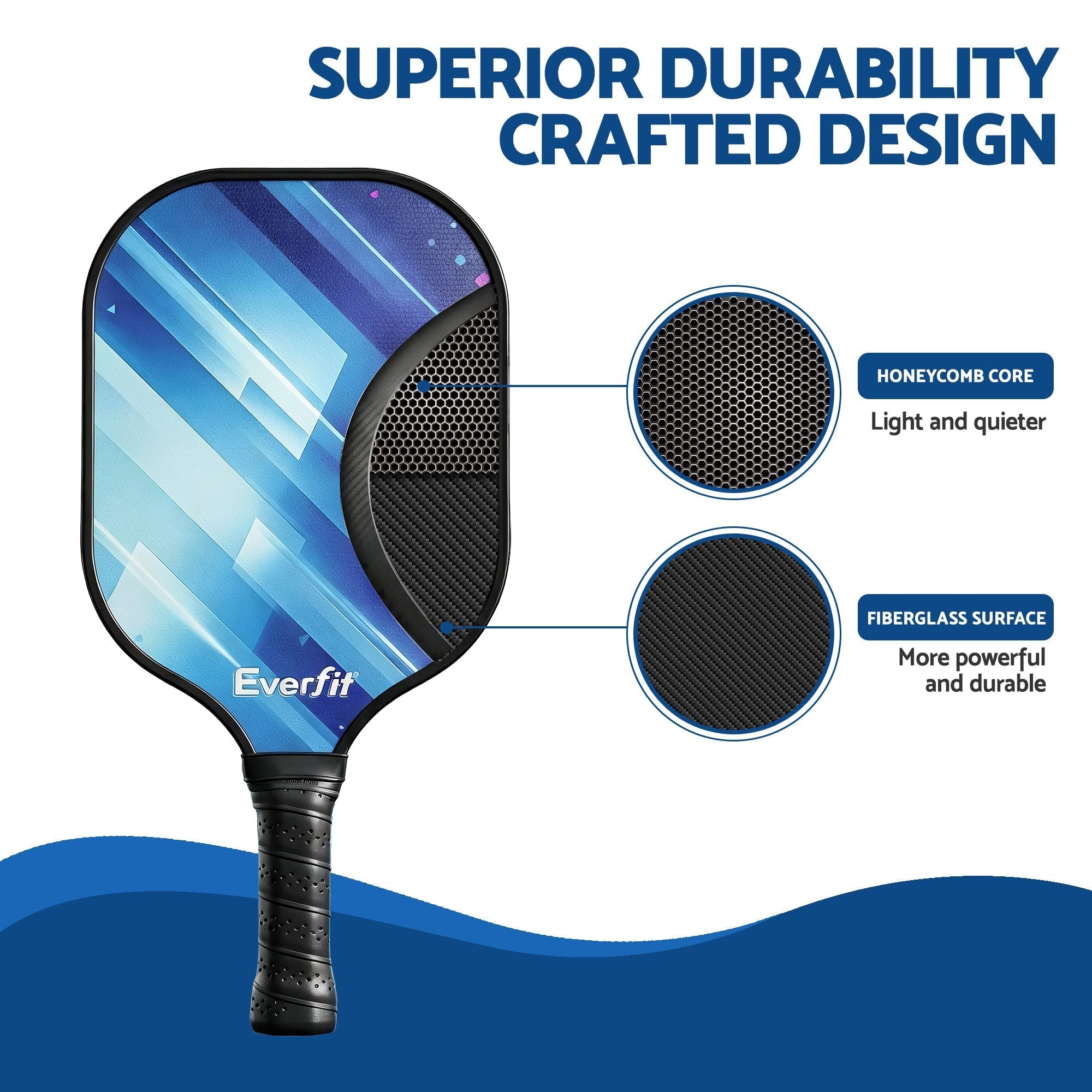 Pickleball Paddle Set Fibreglass Racquet Honeycomb Core With Bag - Sports & Fitness > Racquet Sports > Pickleball - Rivercity House & Home Co. (ABN 18 642 972 209) - Affordable Modern Furniture Australia