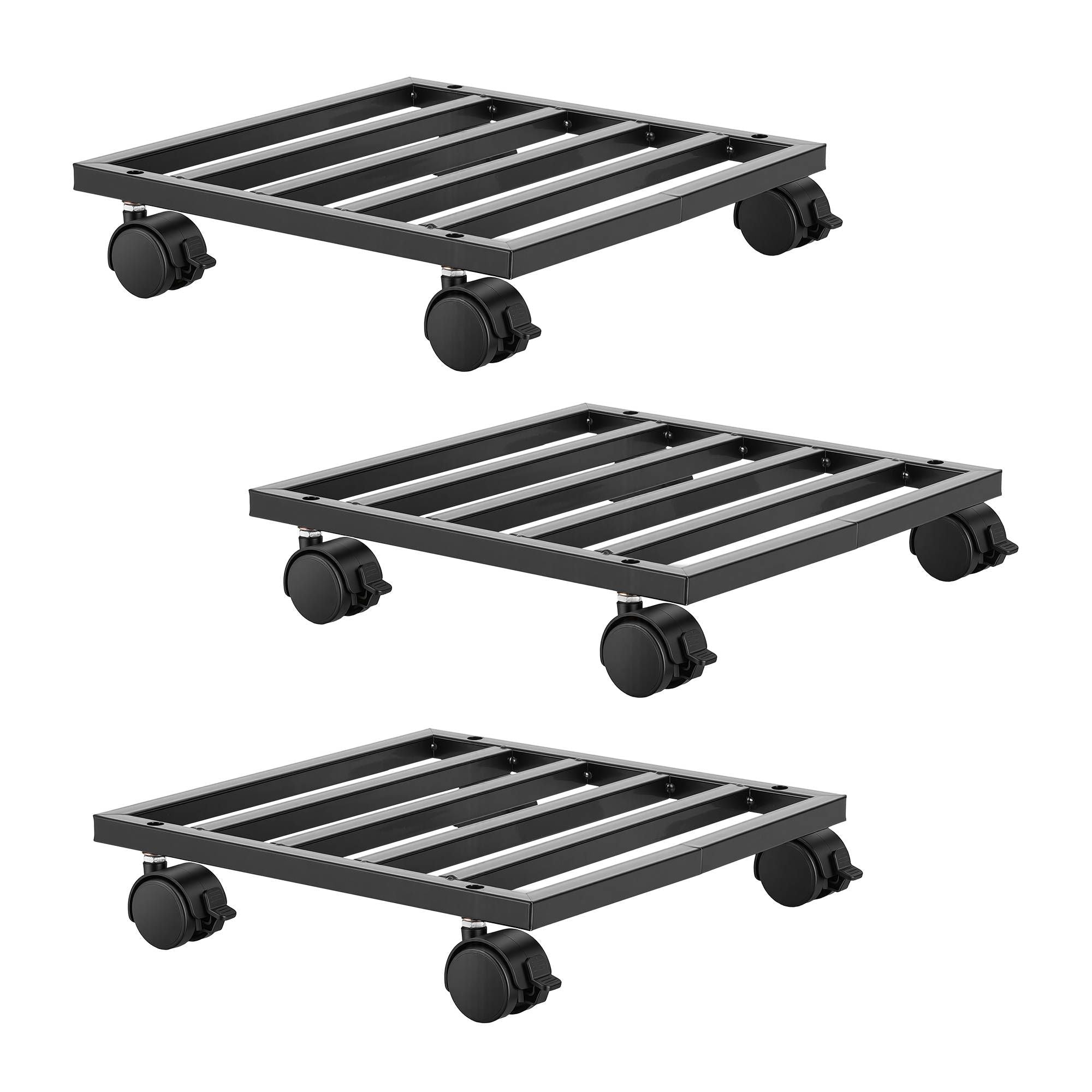 Plant Pot Trolleys 3pcs 32cm Galvanized Steel Lockable Wheels Roll Planter Black - Home & Garden > Artificial Plants > Pots, Planters & Accessories - Rivercity House & Home Co. (ABN 18 642 972 209) - Affordable Modern Furniture Australia
