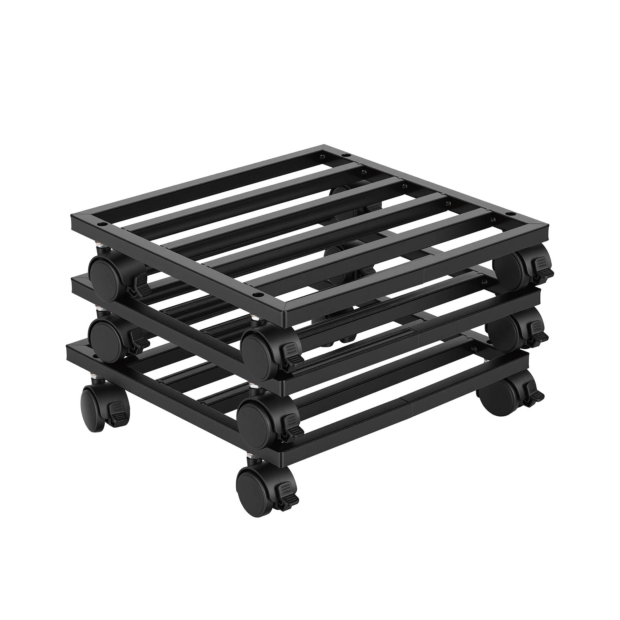 Plant Pot Trolleys 3pcs 32cm Galvanized Steel Lockable Wheels Roll Planter Black - Home & Garden > Artificial Plants > Pots, Planters & Accessories - Rivercity House & Home Co. (ABN 18 642 972 209) - Affordable Modern Furniture Australia