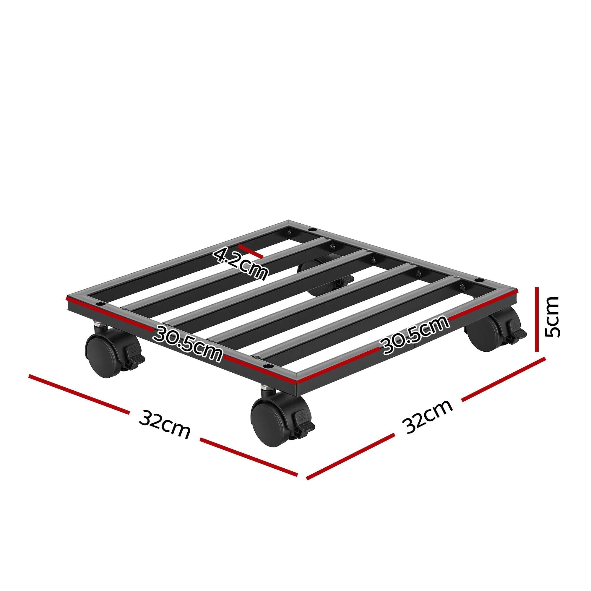 Plant Pot Trolleys 3pcs 32cm Galvanized Steel Lockable Wheels Roll Planter Black - Home & Garden > Artificial Plants > Pots, Planters & Accessories - Rivercity House & Home Co. (ABN 18 642 972 209) - Affordable Modern Furniture Australia