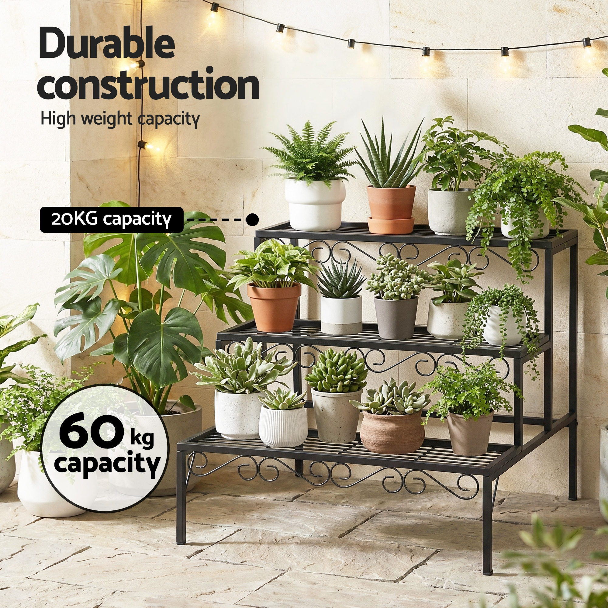 Plant Stand 3 Tier Metal Corner Plant Shelf Multiple Flower Holder Rack - Home & Garden > Artificial Plants > Pots, Planters & Accessories - Rivercity House & Home Co. (ABN 18 642 972 209) - Affordable Modern Furniture Australia