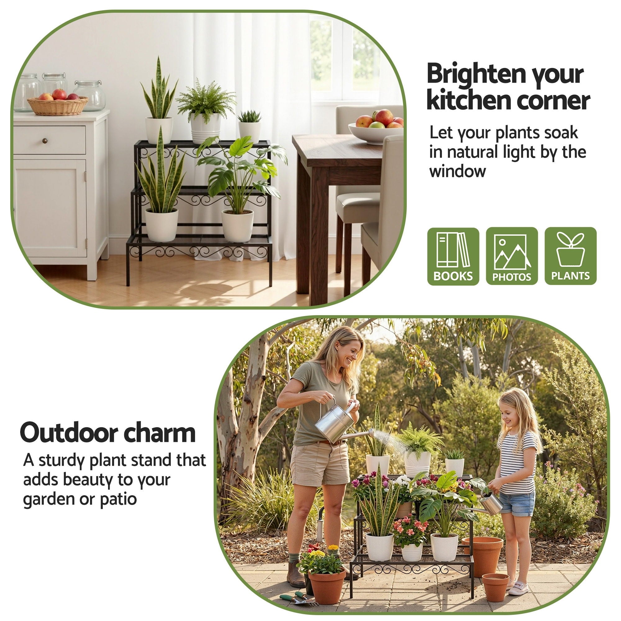 Plant Stand 3 Tier Metal Corner Plant Shelf Multiple Flower Holder Rack - Home & Garden > Artificial Plants > Pots, Planters & Accessories - Rivercity House & Home Co. (ABN 18 642 972 209) - Affordable Modern Furniture Australia