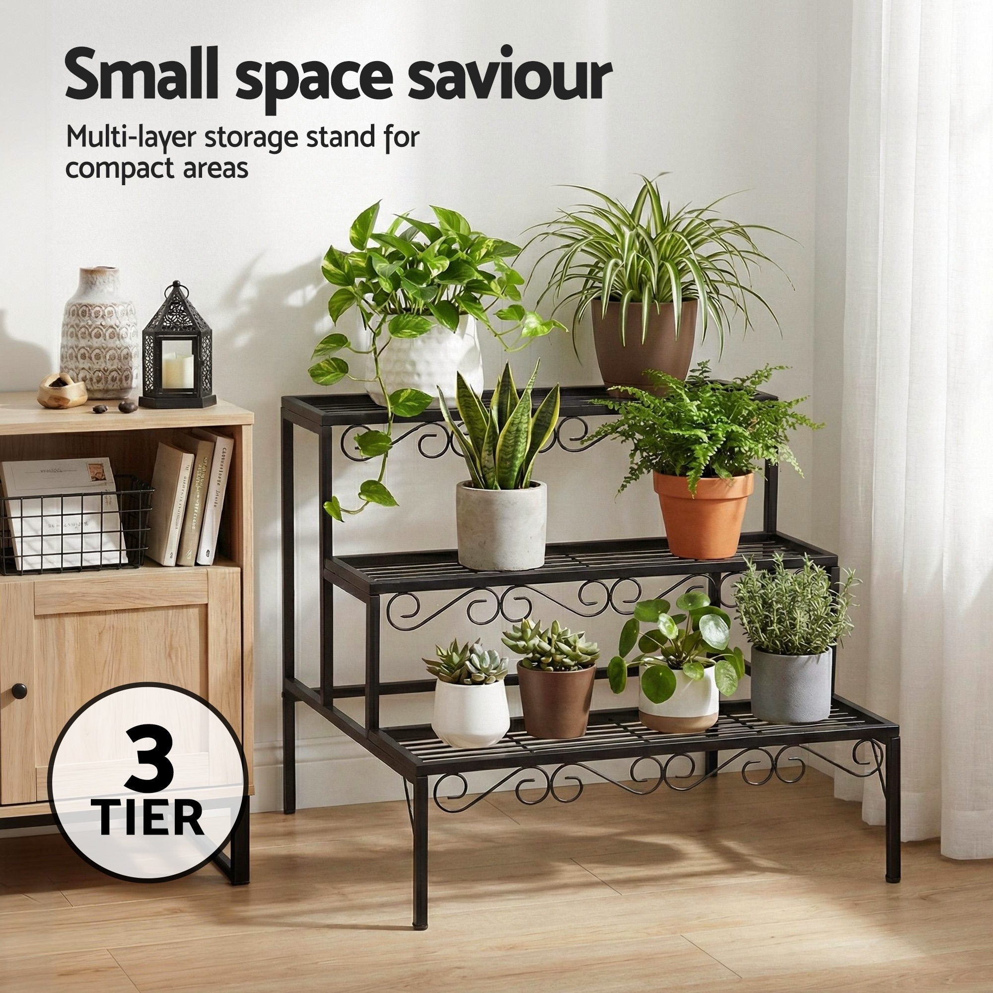Plant Stand 3 Tier Metal Corner Plant Shelf Multiple Flower Holder Rack - Home & Garden > Artificial Plants > Pots, Planters & Accessories - Rivercity House & Home Co. (ABN 18 642 972 209) - Affordable Modern Furniture Australia
