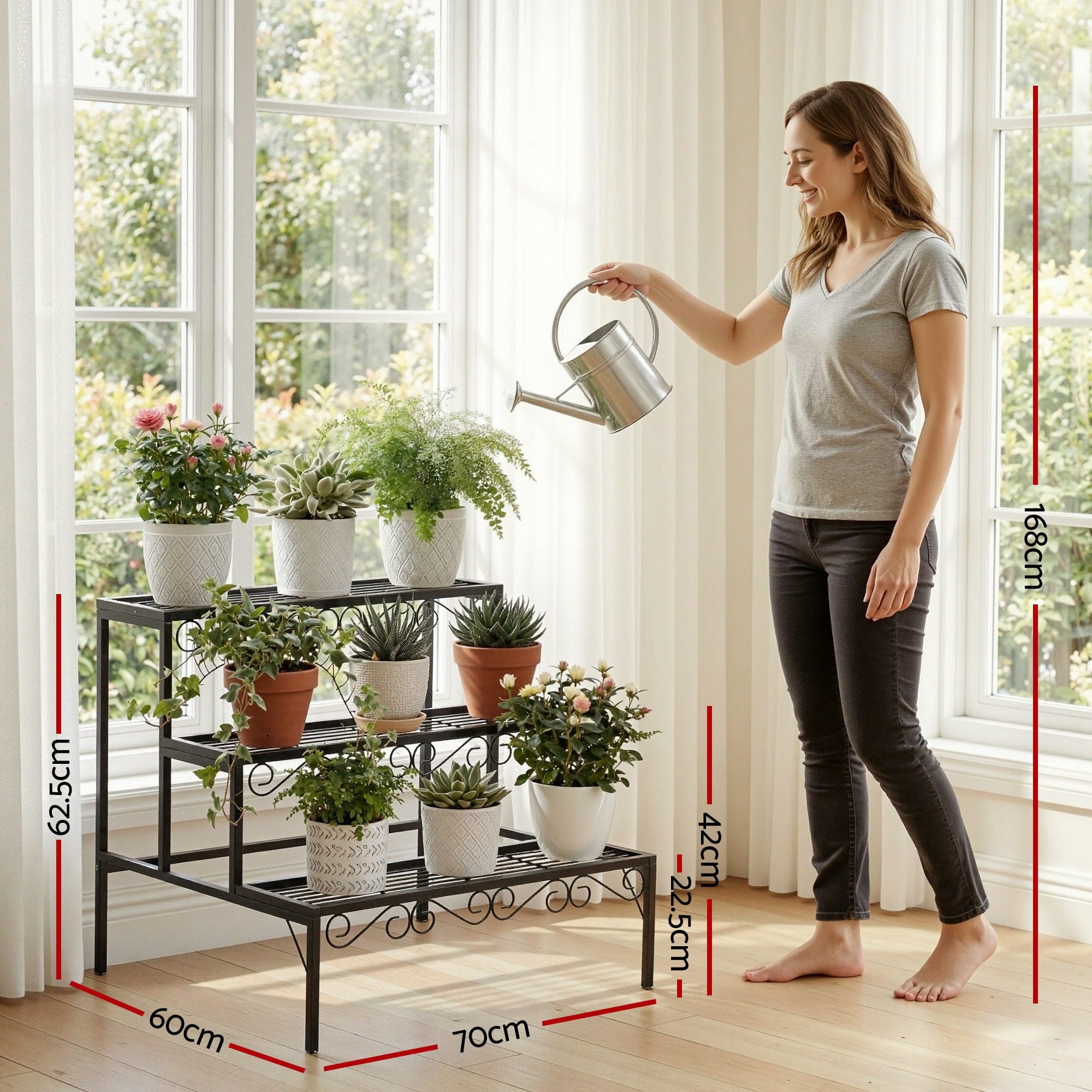 Plant Stand 3 Tier Metal Corner Plant Shelf Multiple Flower Holder Rack - Home & Garden > Artificial Plants > Pots, Planters & Accessories - Rivercity House & Home Co. (ABN 18 642 972 209) - Affordable Modern Furniture Australia