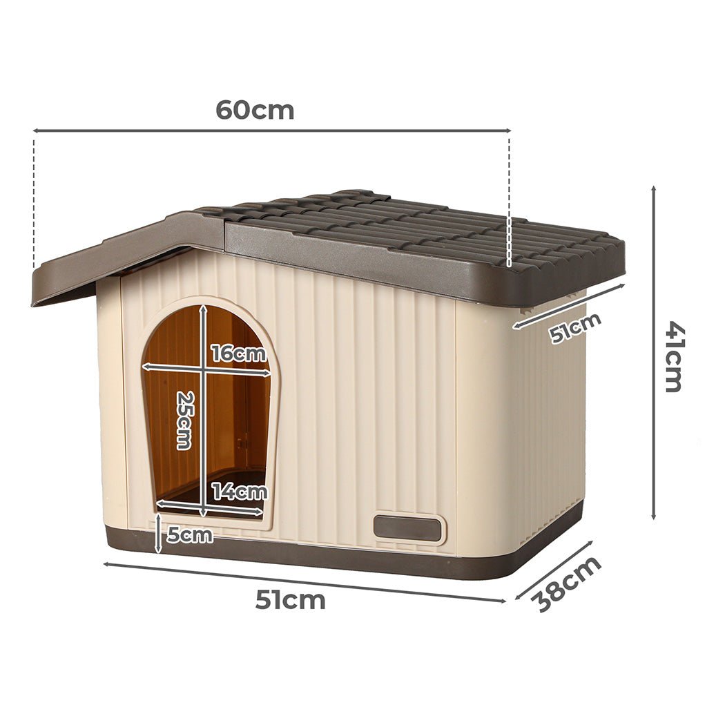 Plastic Dog Cage Kennel for Small Dogs with Ventilation - Beige Brown - Rivercity House & Home Co. (ABN 18 642 972 209) - Affordable Modern Furniture Australia