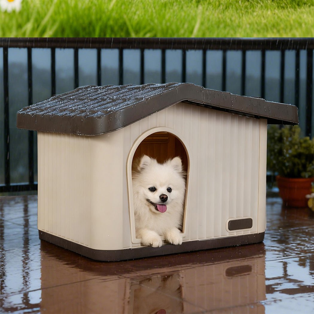Plastic Dog Cage Kennel for Small Dogs with Ventilation - Beige Brown - Rivercity House & Home Co. (ABN 18 642 972 209) - Affordable Modern Furniture Australia