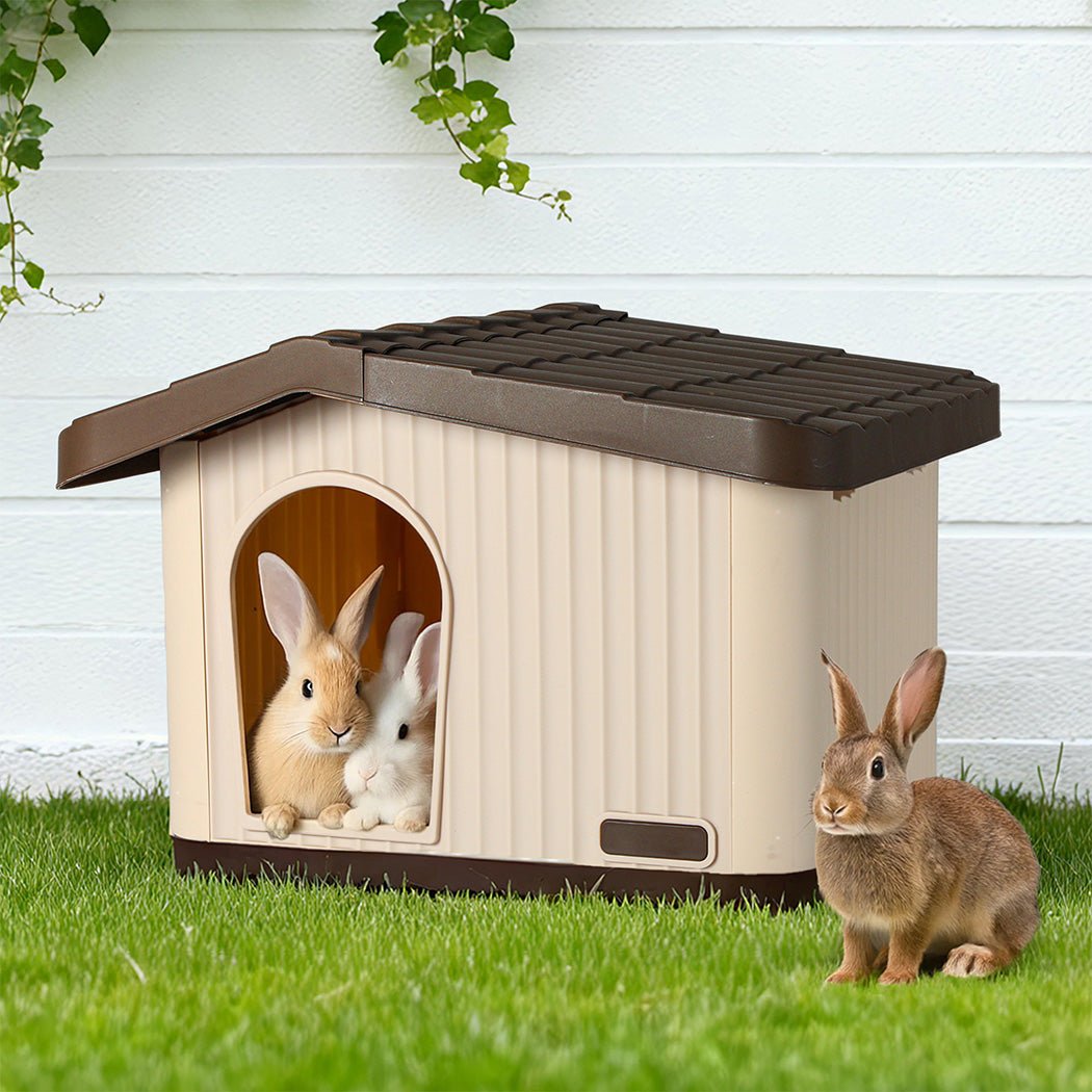 Plastic Dog Kennel for Small Dogs with Ventilation - Beige Brown - Rivercity House & Home Co. (ABN 18 642 972 209) - Affordable Modern Furniture Australia