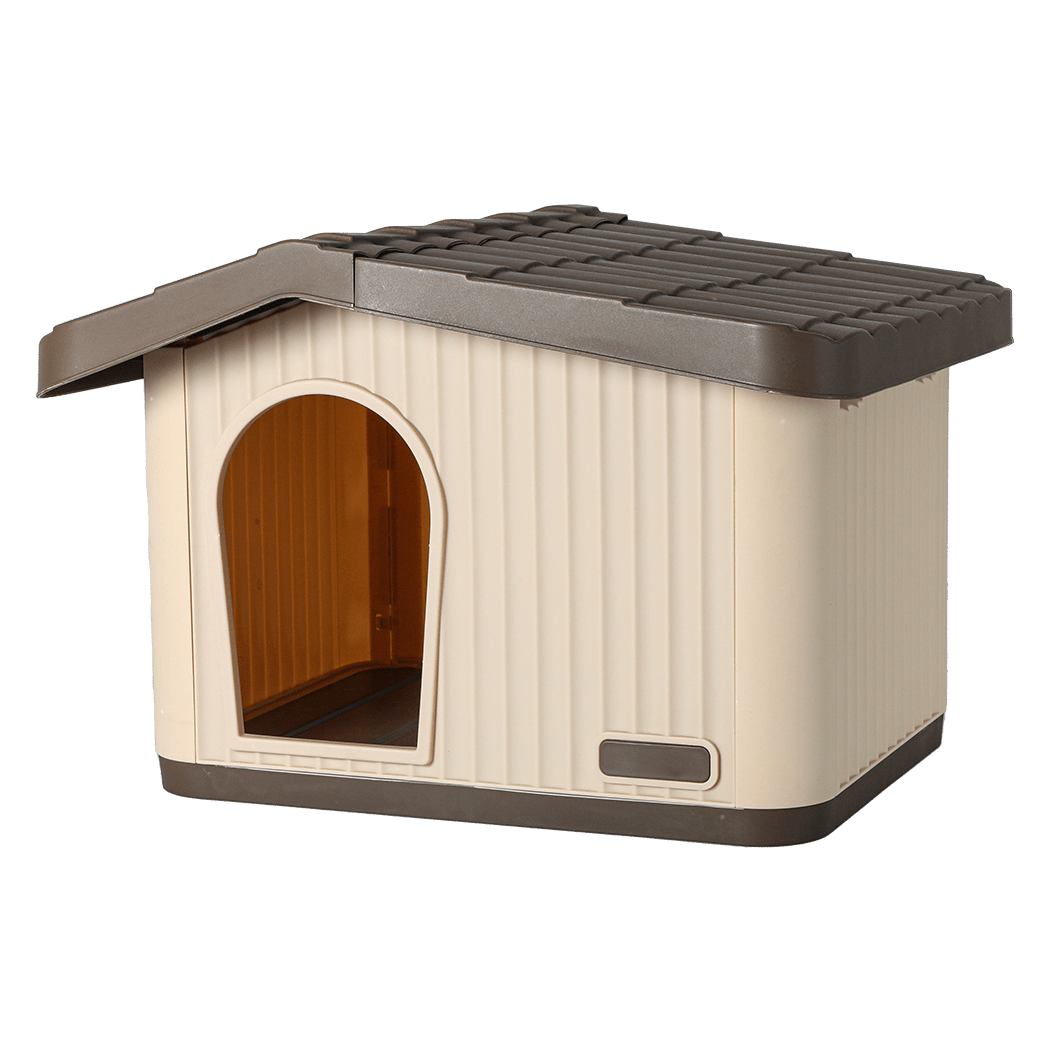 Plastic Dog Kennel for Small Dogs with Ventilation - Beige Brown - Rivercity House & Home Co. (ABN 18 642 972 209) - Affordable Modern Furniture Australia