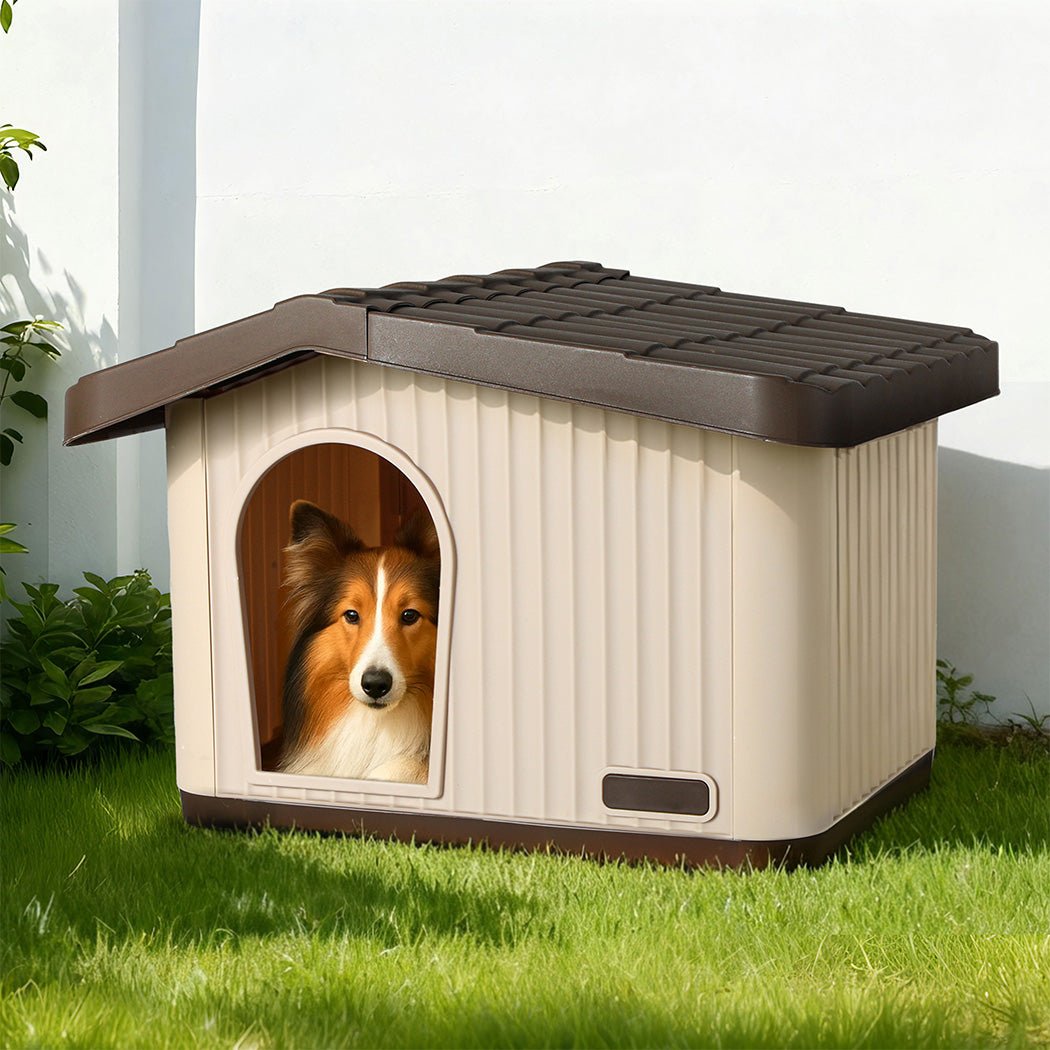 Plastic Dog Kennel for Small Dogs with Ventilation - Beige Brown - Rivercity House & Home Co. (ABN 18 642 972 209) - Affordable Modern Furniture Australia