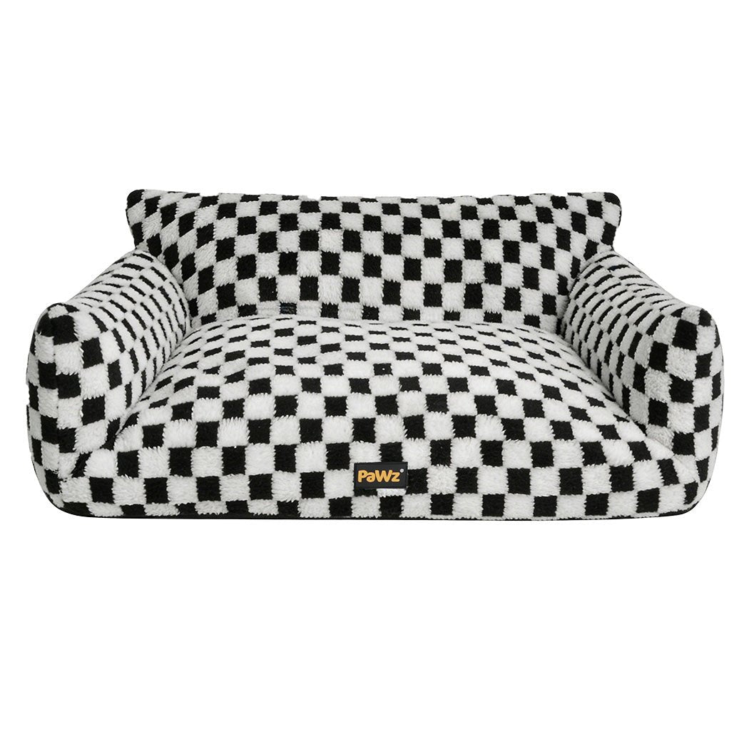 Plush Checkered Dog and Cat Bed with Washable Cover - Black & White - Rivercity House & Home Co. (ABN 18 642 972 209) - Affordable Modern Furniture Australia