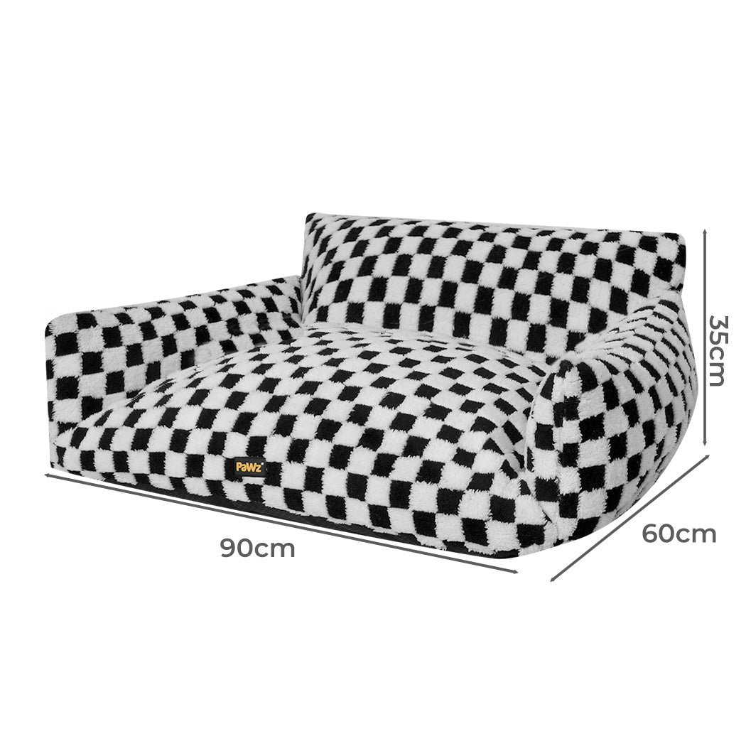 Plush Checkered Dog and Cat Bed with Washable Cover - Black & White - Rivercity House & Home Co. (ABN 18 642 972 209) - Affordable Modern Furniture Australia