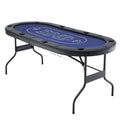 Folding Poker Table Top 183cm 8 Player with Cup Holders - Blue