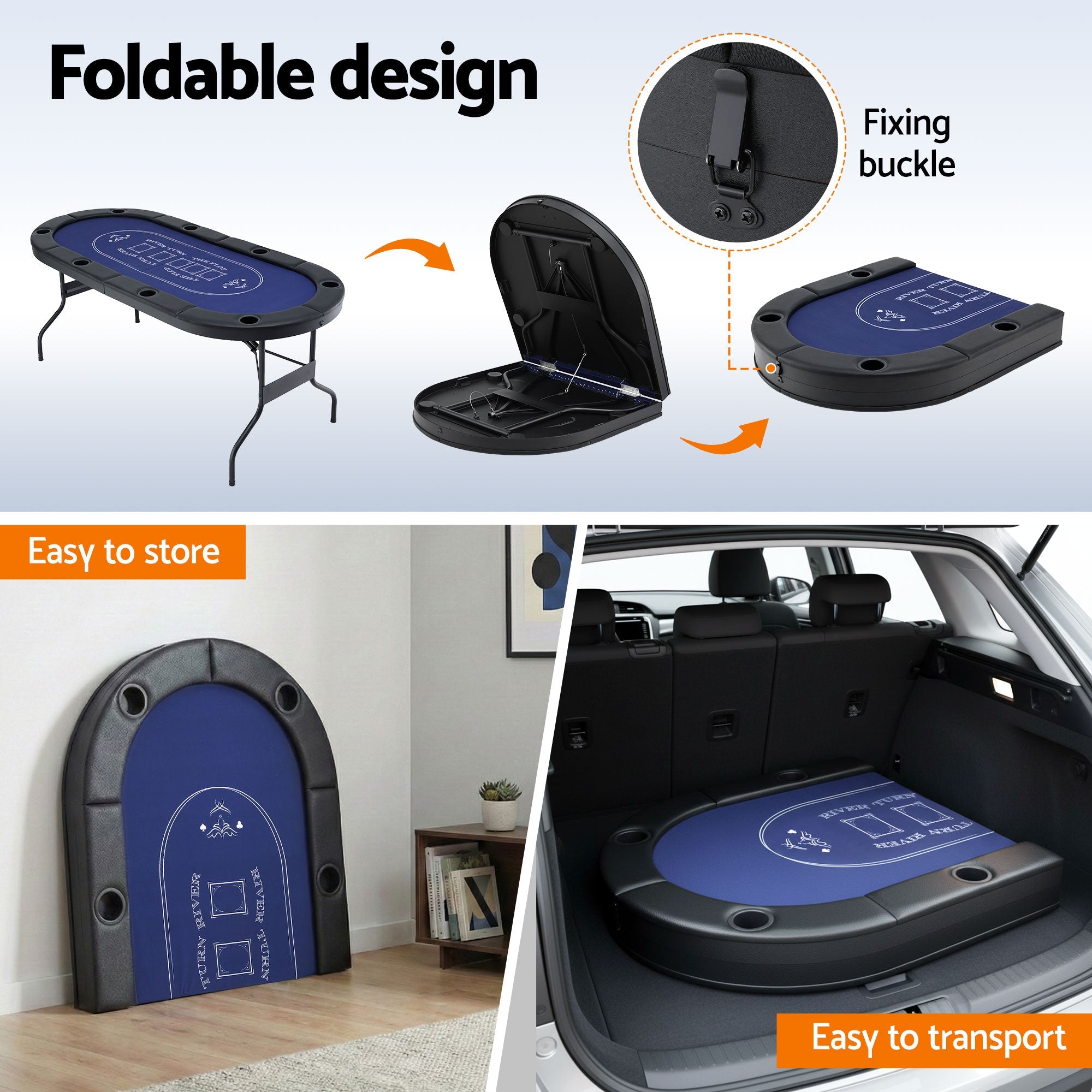 Poker Table Top Folding Poker Table 8 Player 183cm - Gift & Novelty > Games > Activity Games - Rivercity House & Home Co. (ABN 18 642 972 209) - Affordable Modern Furniture Australia