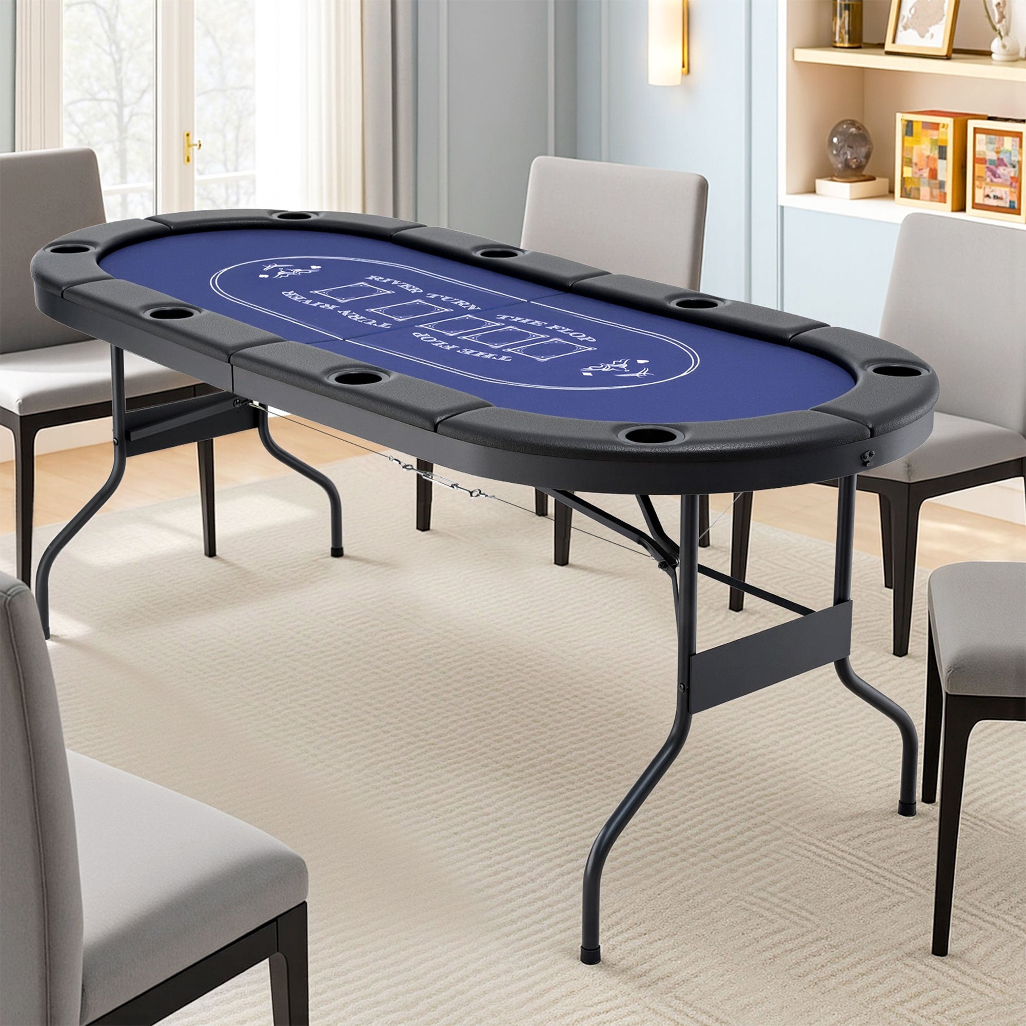 Poker Table Top Folding Poker Table 8 Player 183cm - Gift & Novelty > Games > Activity Games - Rivercity House & Home Co. (ABN 18 642 972 209) - Affordable Modern Furniture Australia