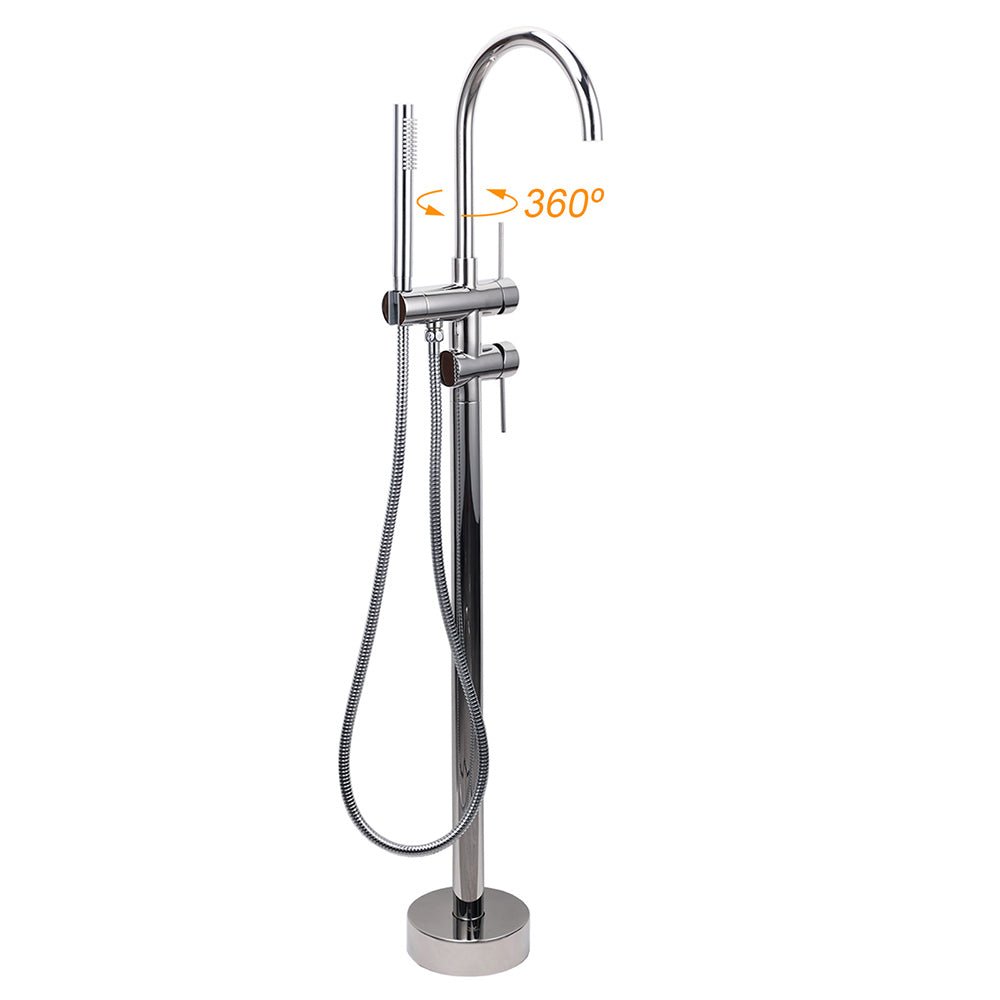 Polished Chrome Bathtub Filler Free Standing Mixer Faucet Tap Spout Handset WELS - Furniture > Bathroom > Shower Heads & Screens - Rivercity House & Home Co. (ABN 18 642 972 209) - Affordable Modern Furniture Australia