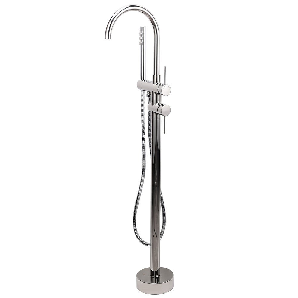 Polished Chrome Bathtub Filler Free Standing Mixer Faucet Tap Spout Handset WELS - Furniture > Bathroom > Shower Heads & Screens - Rivercity House & Home Co. (ABN 18 642 972 209) - Affordable Modern Furniture Australia