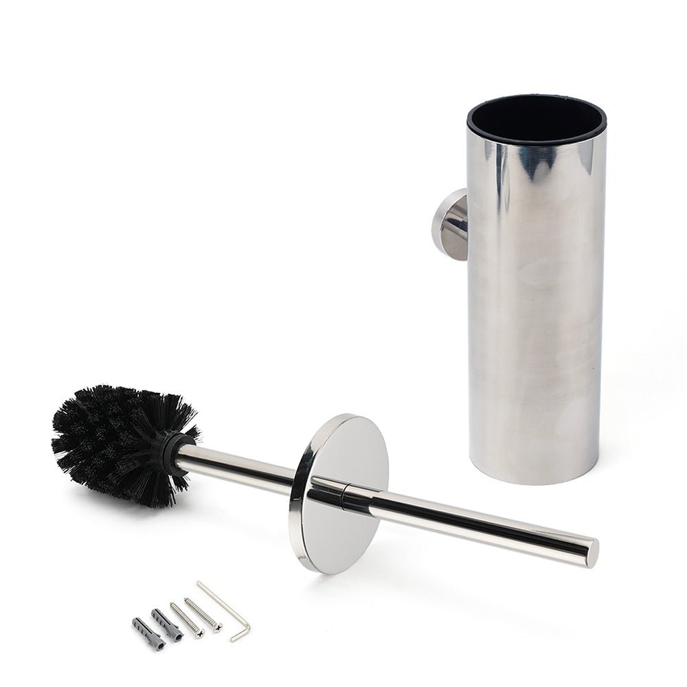 Polished Chrome Silver Round Toilet Brush Wall Mount Holder Cup Stainless Steel - Home & Garden > Bathroom Accessories > Shower Accessories - Rivercity House & Home Co. (ABN 18 642 972 209) - Affordable Modern Furniture Australia