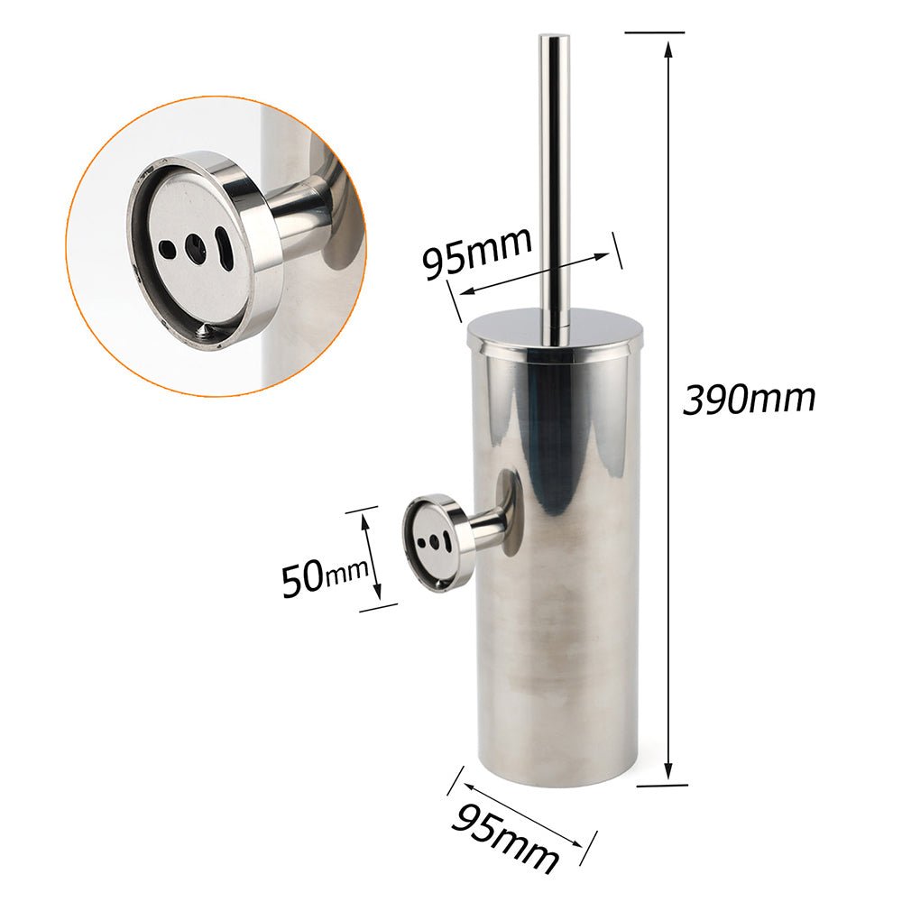 Polished Chrome Silver Round Toilet Brush Wall Mount Holder Cup Stainless Steel - Home & Garden > Bathroom Accessories > Shower Accessories - Rivercity House & Home Co. (ABN 18 642 972 209) - Affordable Modern Furniture Australia