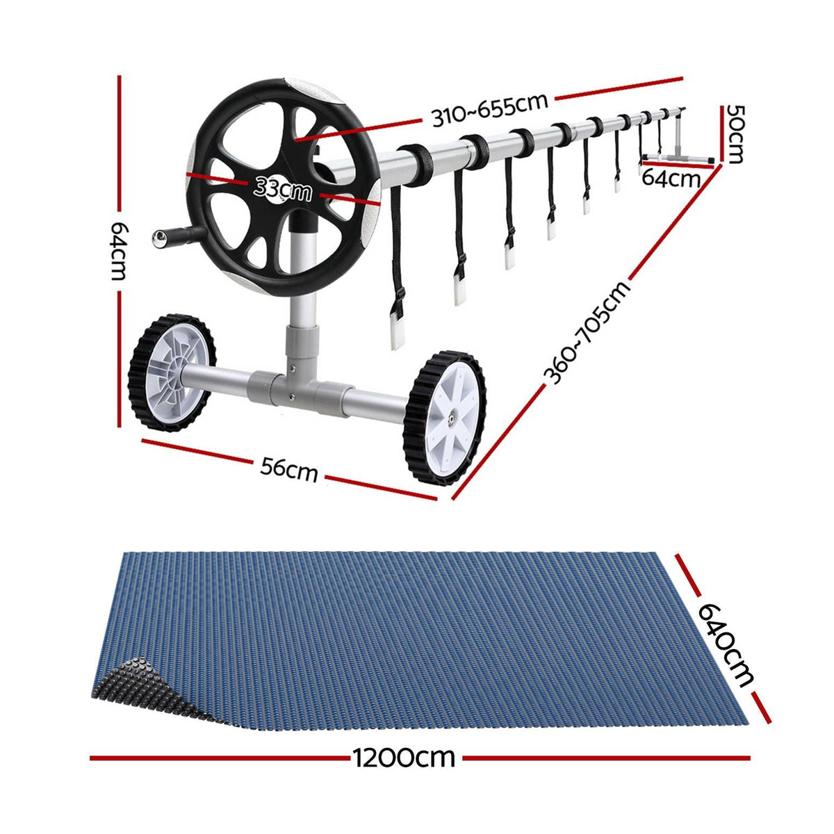 Pool Cover 600 Micron 12x6.4m w/ Roller 6.55m Swimming Pools Black Solar Blanket - Home & Garden > Pool & Accessories > Pool Covers & Accessories - Rivercity House & Home Co. (ABN 18 642 972 209) - Affordable Modern Furniture Australia