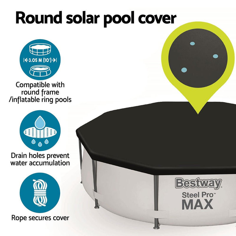 Pool Cover Fits 3.05m Round Above Ground Swimming Pool PVC Blanket - Home & Garden > Pool & Accessories > Pool Covers & Accessories - Rivercity House & Home Co. (ABN 18 642 972 209) - Affordable Modern Furniture Australia