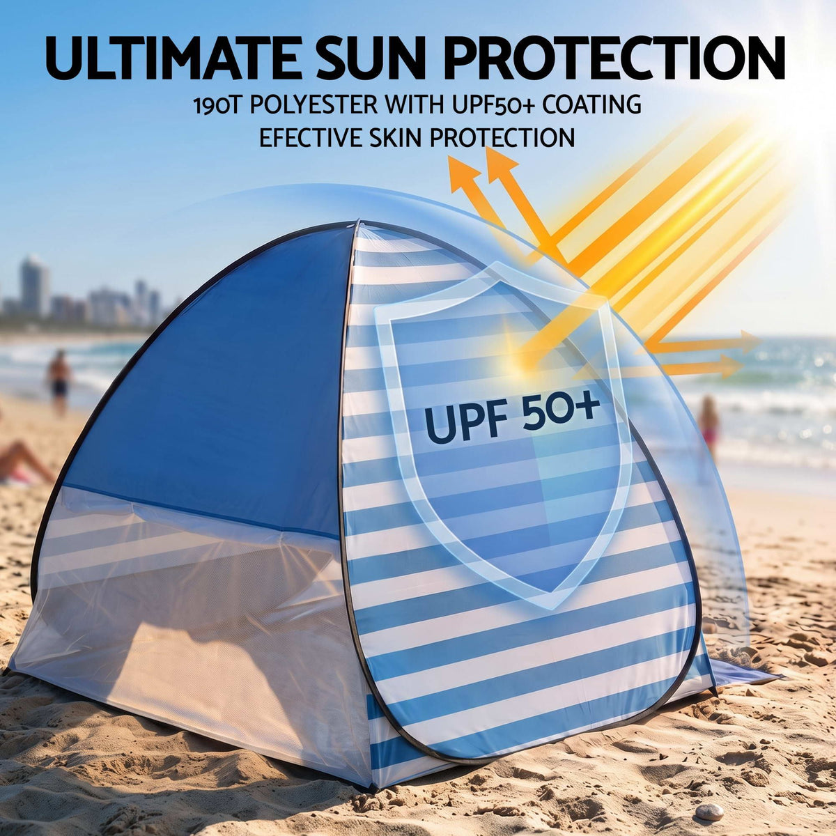 Pop Up Beach Tent UPF50+ Sun Shade Lightweight 2-3 Person - Outdoor Recreation > Camping > Tents - Rivercity House & Home Co. (ABN 18 642 972 209) - Affordable Modern Furniture Australia