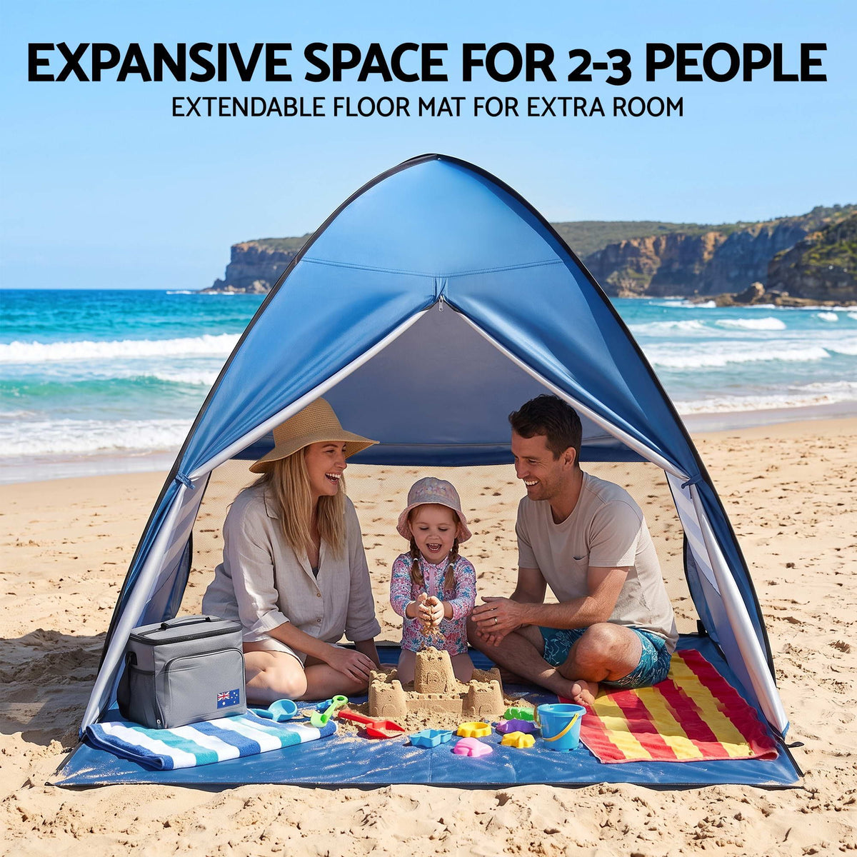 Pop Up Beach Tent UPF50+ Sun Shade Lightweight 2-3 Person - Outdoor Recreation > Camping > Tents - Rivercity House & Home Co. (ABN 18 642 972 209) - Affordable Modern Furniture Australia