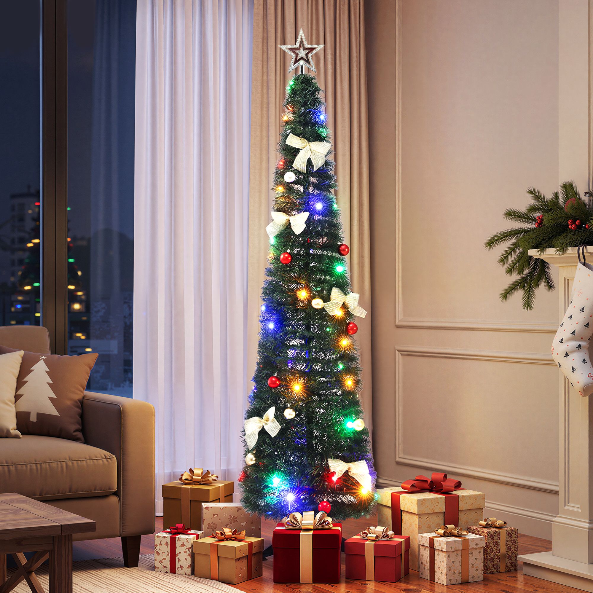 Pop Up Christmas Tree Pre Decorated Multicolour LED 155cm - Occasions > Christmas > Christmas Trees - Rivercity House & Home Co. (ABN 18 642 972 209) - Affordable Modern Furniture Australia