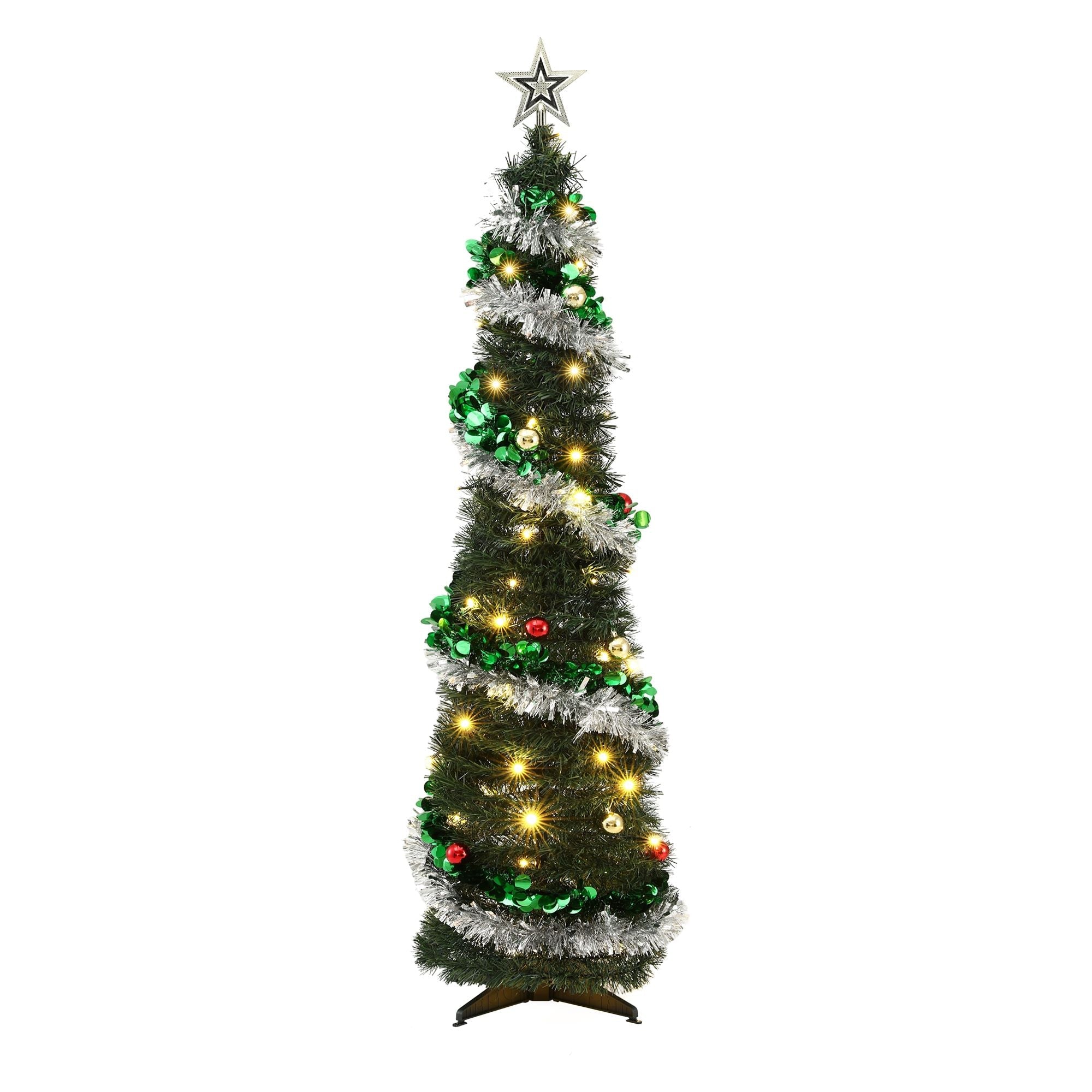 Pop Up Christmas Tree Pre Decorated Warm White LED 155cm - Occasions > Christmas > Christmas Trees - Rivercity House & Home Co. (ABN 18 642 972 209) - Affordable Modern Furniture Australia