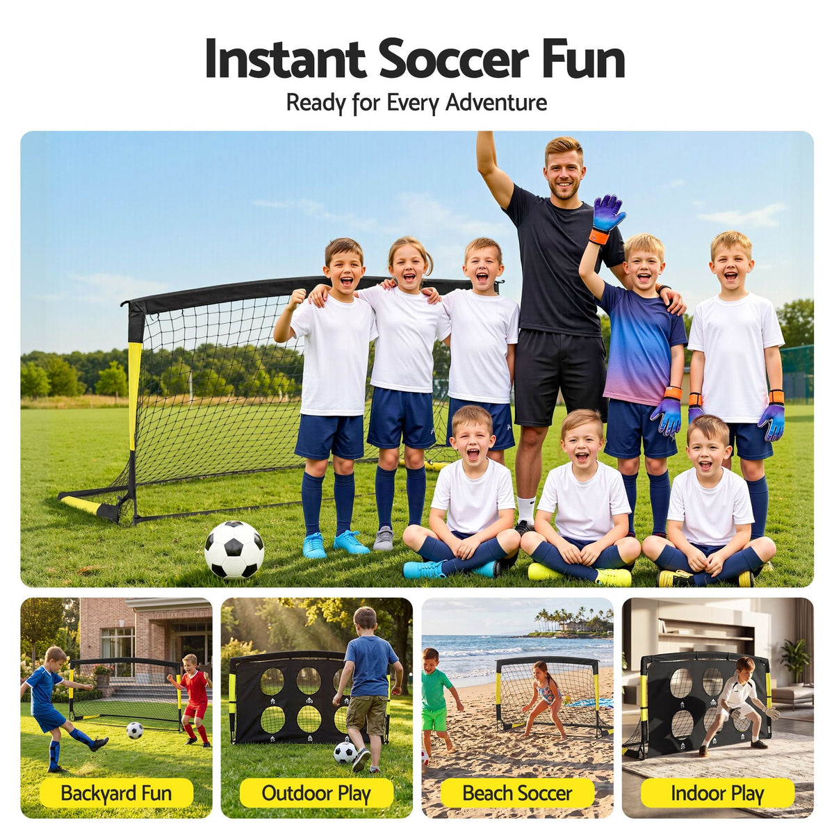 Pop Up Soccer Goals 2 Piece Set with Target Net and Accessories for Kids Indoor Outdoor - Sports & Fitness > Ball Sports > Soccer & Soccer Accessories - Rivercity House & Home Co. (ABN 18 642 972 209) - Affordable Modern Furniture Australia