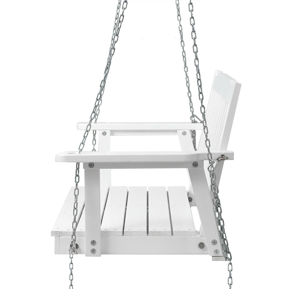 Porch Swing Chair with Chain Garden Chair Outdoor Furniture Wooden White - Furniture > Outdoor > Outdoor Chairs - Rivercity House & Home Co. (ABN 18 642 972 209) - Affordable Modern Furniture Australia