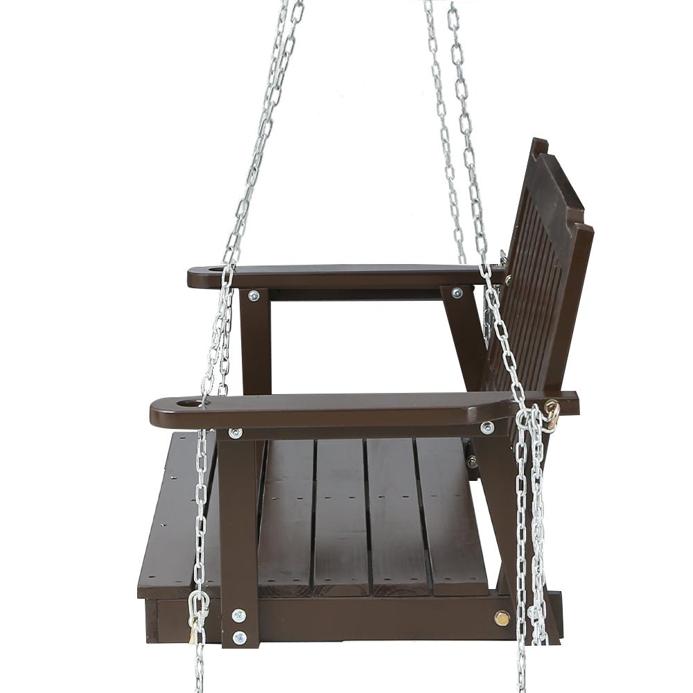 Porch Swing Chair With Chain Outdoor Furniture Wooden Bench 2 Seat Brown - Furniture > Outdoor > Outdoor Chairs - Rivercity House & Home Co. (ABN 18 642 972 209) - Affordable Modern Furniture Australia